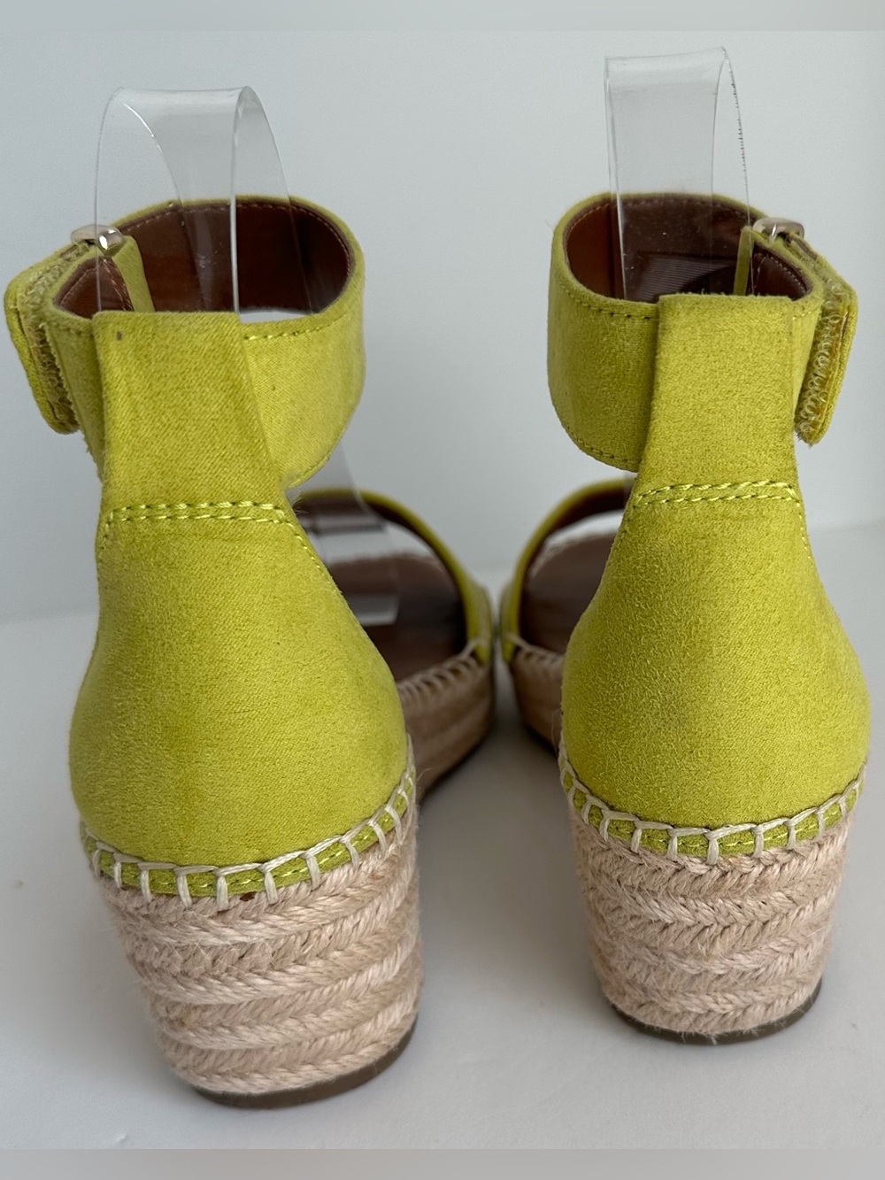 Franco Sarto Pela  Chartreuse suede wedge sandals (NWOT) - Picture 3 of 11